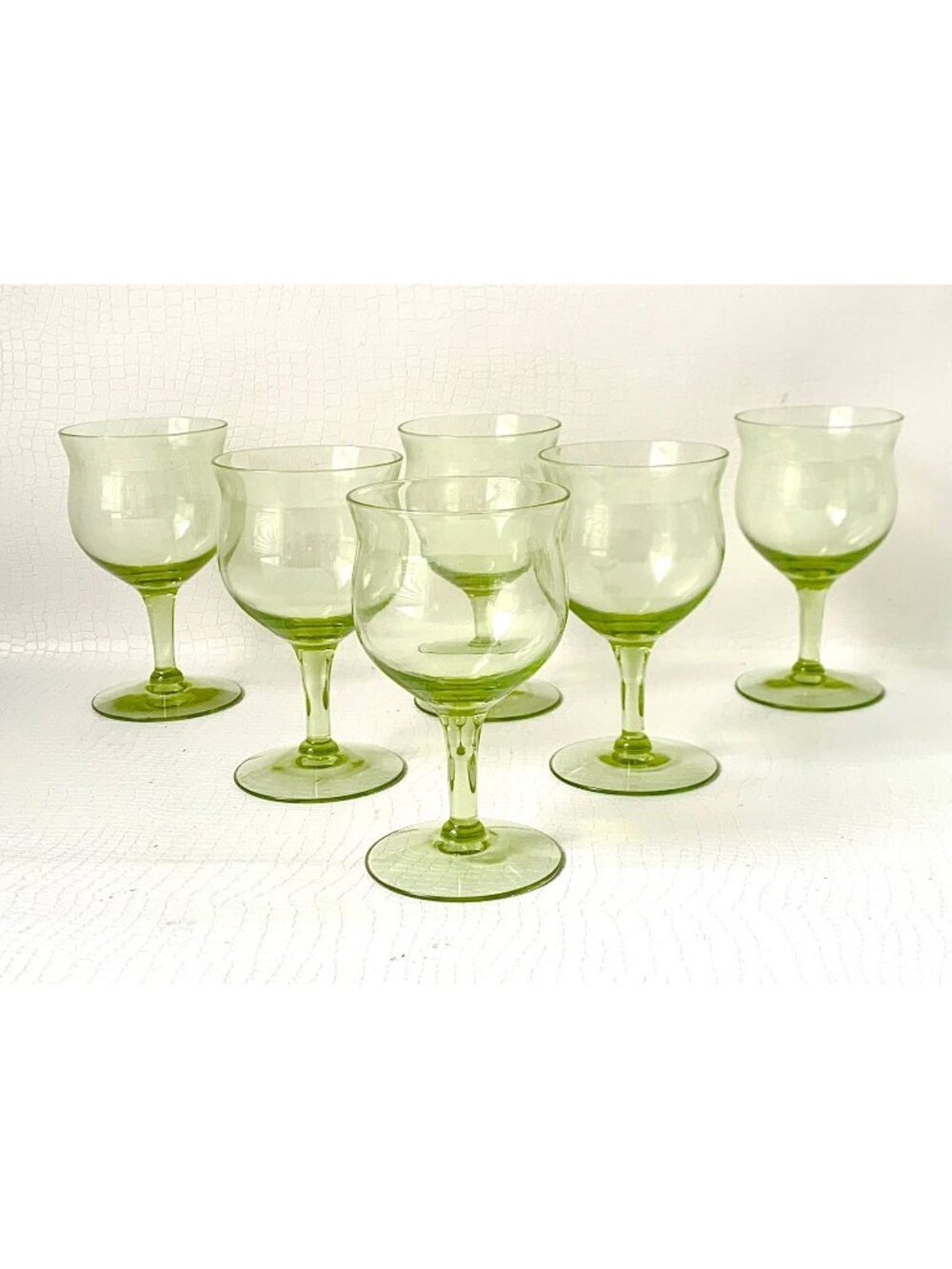 6 Wine Cordial Glasses Skanda Green Vintage Barware Cocktail Glasses Imperial